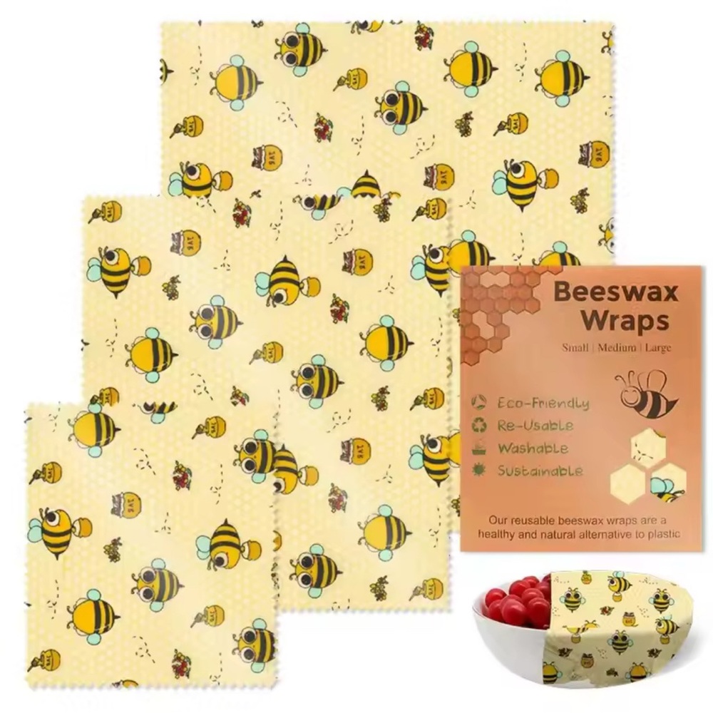 Beeswax Wraps with Bee Pattern